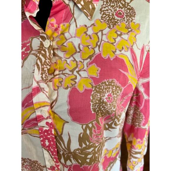 Express Design Studio Floral Button-Up Shirt Women’s Large - Picture 3 of 6